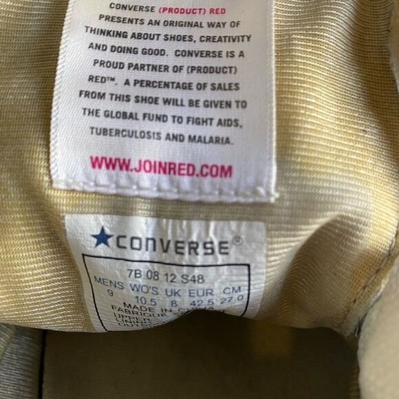 CONVERSE Product Red Limited Edition Men’s Black Suede Leather Sneakers Size 9 - Picture 8 of 8